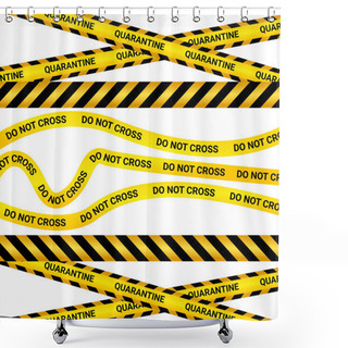 Personality  Illustration Vector Graphic Of Quarantine Tape Isolated On Black Background. Warning Sign Of Quarantine. Shower Curtains