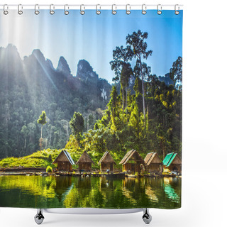 Personality  Houses On A Raft On The Lake In Islands In Southeast Asia Shower Curtains