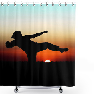 Personality  Sunset Martial Arts Shower Curtains