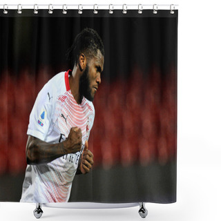 Personality  Frank Kessie Player Of AC Milan During The Match Of The Italian Football League Serie A Between Benevento Vs Milan Final Result 0-2, Match Played At The Ciro Vigorito Stadium In Bevento. Italy, January 03, 2021.  Shower Curtains