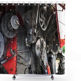 Personality  Mechanical Gear Transmission Of A Harvester. Shower Curtains