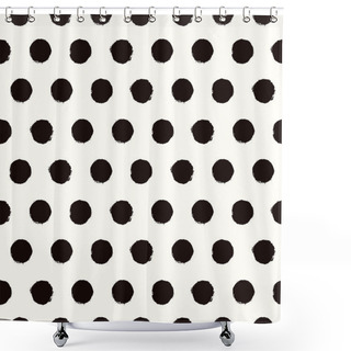 Personality  Polka Dot Black And White Painted Seamless Pattern Shower Curtains