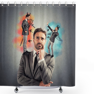 Personality  Businessman With Angel And Devil Shower Curtains