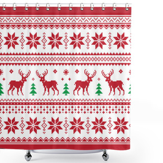 Personality  Christmas And Winter Knitted Seamless Pattern Or Card With Deer - Scandynavian Style Shower Curtains