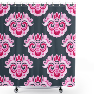 Personality  Pink Floral Damask  Vector Pattern Shower Curtains