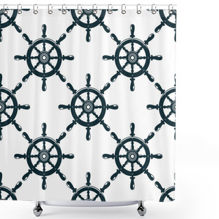Personality  Vintage Nautical Helms Seamless Pattern Shower Curtains