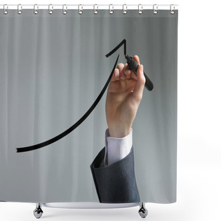 Personality  Businessman Drawing A Uptrend Chart On Screen Shower Curtains