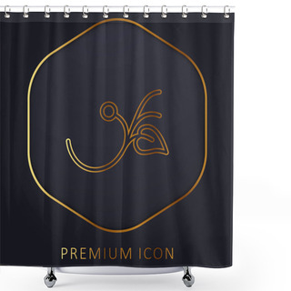 Personality  Branch With A Leaf And A Seed Golden Line Premium Logo Or Icon Shower Curtains