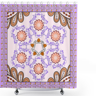 Personality  Bandanna  With Lilac  Orange Ornament On A Light Background Shower Curtains