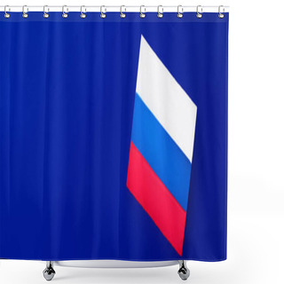 Personality  Top View Of Russian Flag On Blue Background With Copy Space, Banner  Shower Curtains