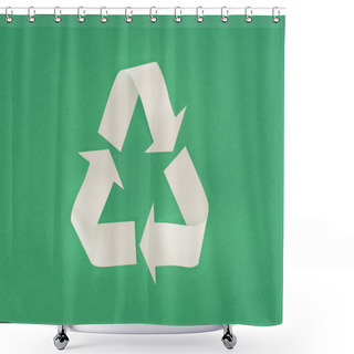Personality  Top View Of White Arrows Recycle Sign On Green Shower Curtains