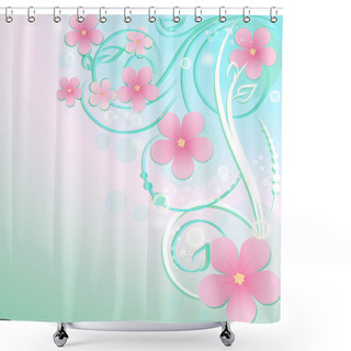 Personality  Greeting Card With Flowers. Vector. Shower Curtains