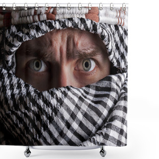 Personality  Scared Middle Eastern Man Looking To You Shower Curtains