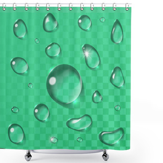 Personality  Transparent Vector Water Drops Set. Shower Curtains