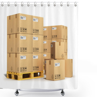 Personality  Cardboard Boxes On Shipping Pallets Shower Curtains