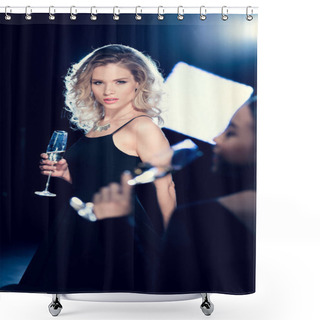 Personality  Young Women Drinking Champagne  Shower Curtains