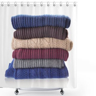 Personality  Pile Of Knitted Winter Clothes Shower Curtains