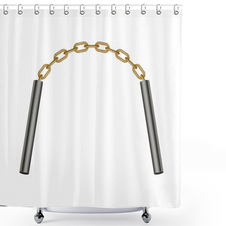 Personality  Nunchaku Connected By Golden Chain Shower Curtains