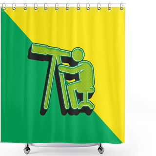 Personality  Astronomer Green And Yellow Modern 3d Vector Icon Logo Shower Curtains