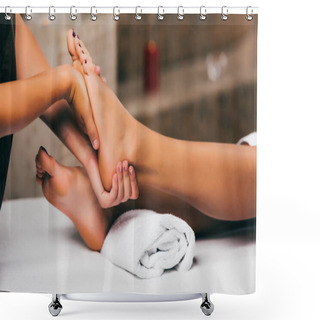 Personality  Cropped View Of Woman Having Massage Therapy Shower Curtains