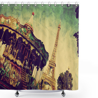 Personality  Eiffel Tower In Paris, France. Vintage, Retro Style Shower Curtains