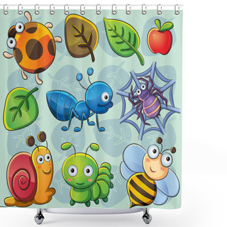 Personality  Cute Bugs Shower Curtains
