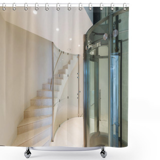 Personality  Elevator In A Modern Building Shower Curtains