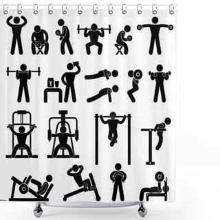 Personality  Gym Gymnasium Body Building Exercise Training Fitness Workout Shower Curtains