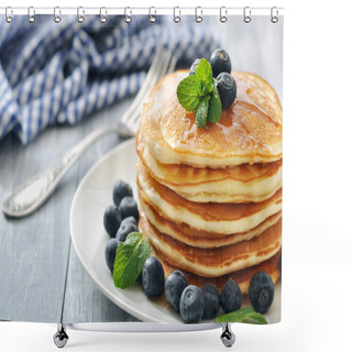 Personality  Pancakes With Fresh Berries Shower Curtains