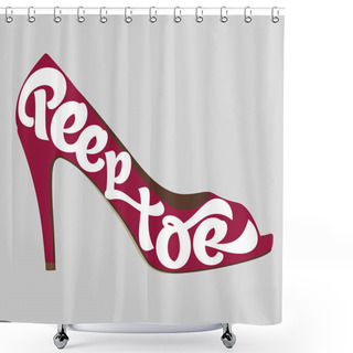 Personality  Shoe Typography, Peep Toe Shoe Typography Shower Curtains