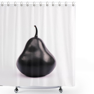 Personality  Black And Nutritious Pear On White With Copy Space  Shower Curtains
