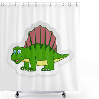Personality  Cartoon Dimetrodon Cute Little Baby Dinosaur Sticker. Vector Shower Curtains