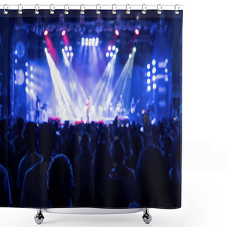 Personality  Silhouettes Of Crowd, Group Of People, Cheering In Live Music Co Shower Curtains