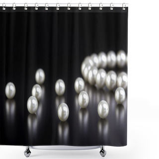 Personality  White Pearls Necklace On Black  Shower Curtains
