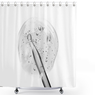Personality  Cream Gel Transparent Cosmetic Sample Texture With Bubbles Isolated On White Background. Cosmetic Cream Transparent Gel Serum Texture With Micro Bubble On White Background Beauty Concept Shower Curtains