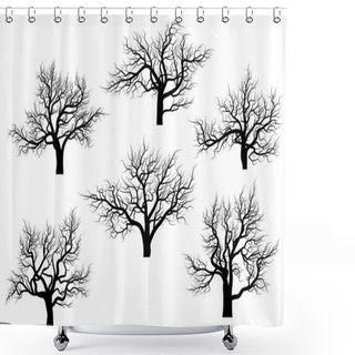 Personality  Silhouettes Of Oak Trees Without Leaves. Shower Curtains