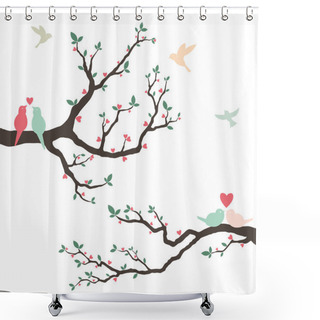 Personality  Retro Love Bird Wedding Invitation Shower Curtains