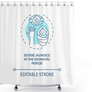 Personality  Severe Jaundice In Neonatal Period Concept Icon. Congenital Hearing Loss Idea Thin Line Illustration. Complications After Birth. Vector Isolated Outline RGB Color Drawing. Editable Stroke Shower Curtains