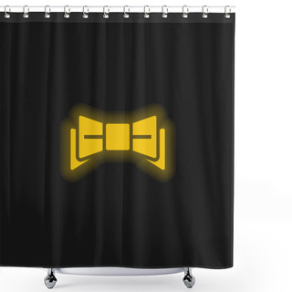 Personality  Bow Yellow Glowing Neon Icon Shower Curtains