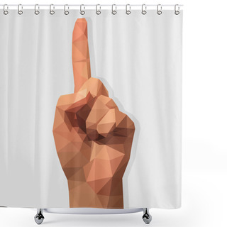 Personality  3d Female Left Hand First One Finger Pointing Up Polygon Style Shower Curtains