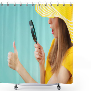 Personality  Girl Holding Magnifying Glass Shower Curtains