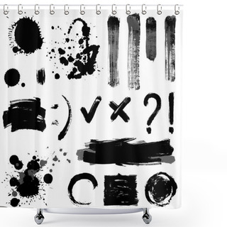 Personality  Grayscale Signs And Blots Shower Curtains