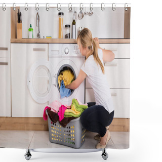Personality  Woman Loading Clothes Shower Curtains