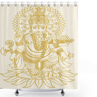 Personality  Drawing Or Sketch Of Lord Vinayaka Or Ganesha Creative Outline Editable Vector Illustration Shower Curtains