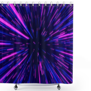 Personality  Pink & Blue Abstract Radial Lines Geometric Background. Data Flow Tunnel. Explosion Star. Motion Effect. Background Shower Curtains