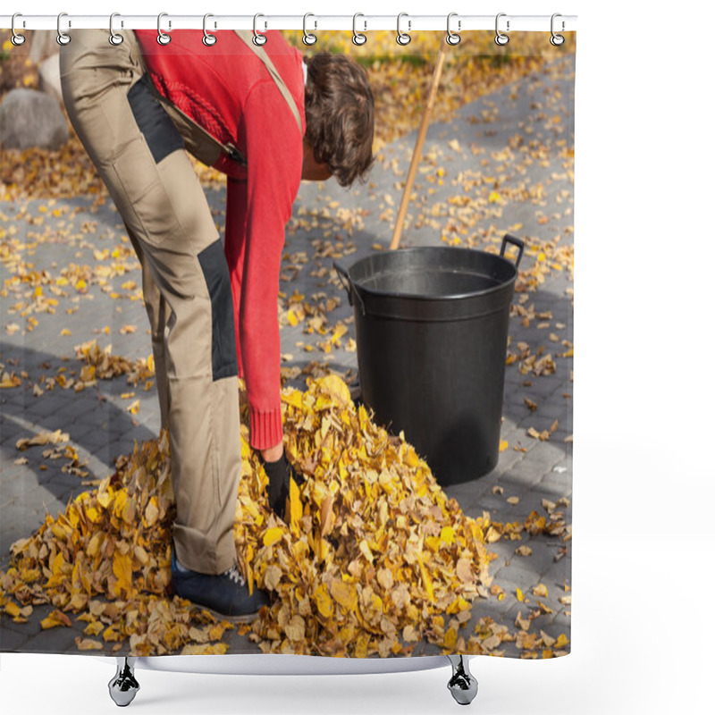 Personality  Gardener During Autumnal Time Shower Curtains