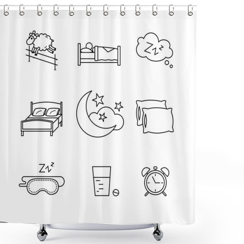 Personality  Sleeping art icons set. shower curtains