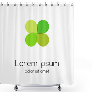 Personality  Circle Green Leaves Logo. Eco Sign, Symbol. Shower Curtains