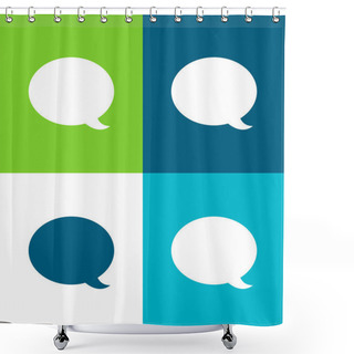 Personality  Black Speech Bubble Flat Four Color Minimal Icon Set Shower Curtains