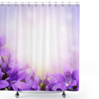 Personality  Purple Campanula Spring Flowers Background Shower Curtains